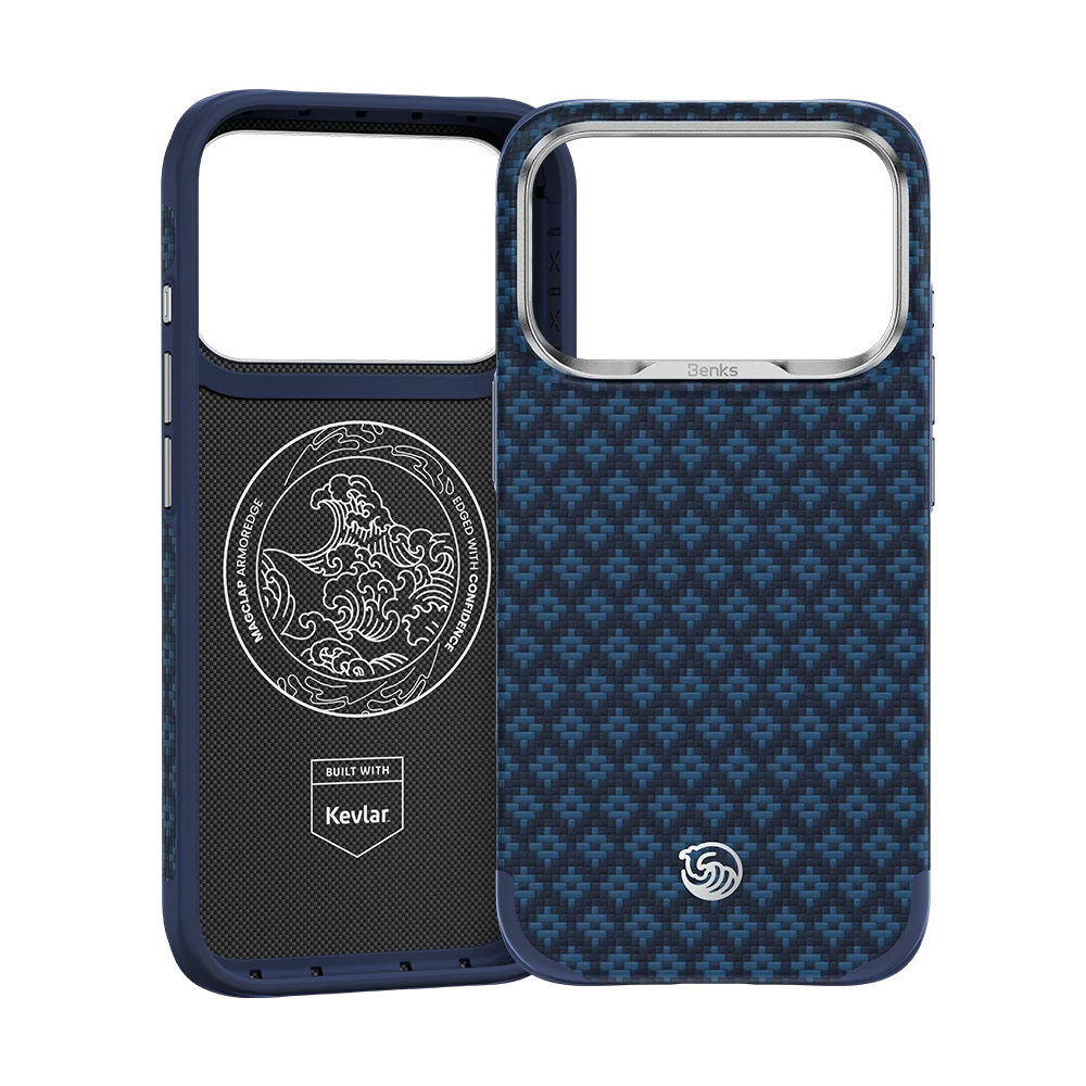 BENKS ARMORGRID EDGE X9 PHONE CASE BUILT WITH KEVLAR® IP18 PRO MAX -17 PRO MAX BLUE