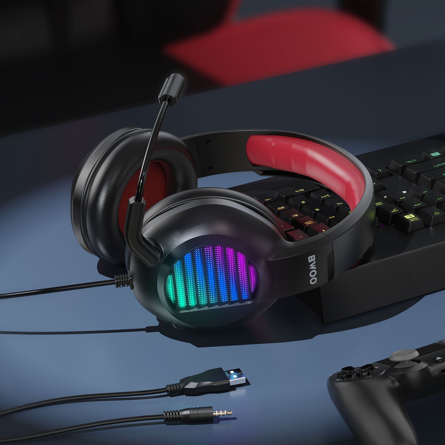 Stereo Surround Sound Wired Gaming Headphone with Mic