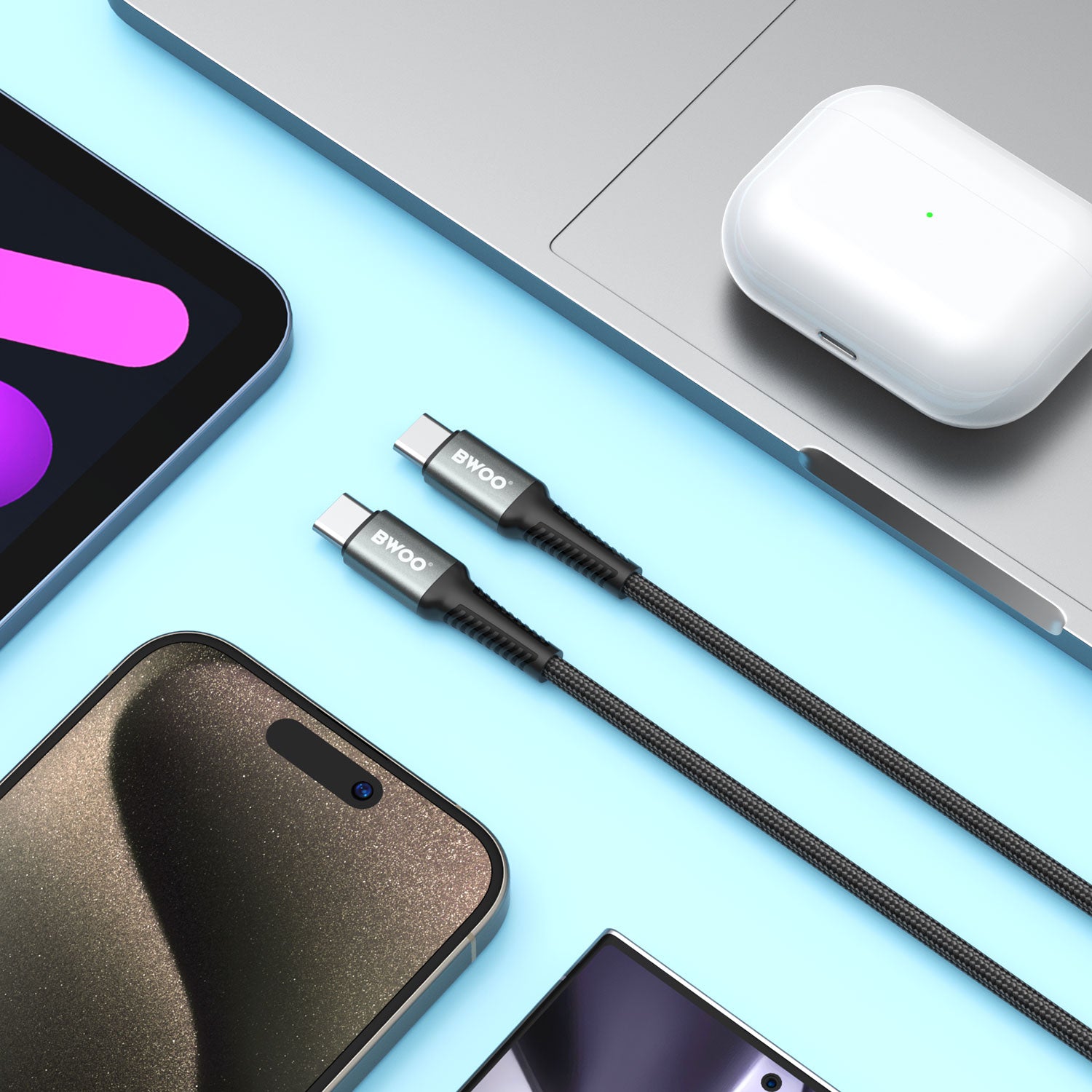 USB-C to USB-C Fast Charging Cable PD 65W Nylon 1M