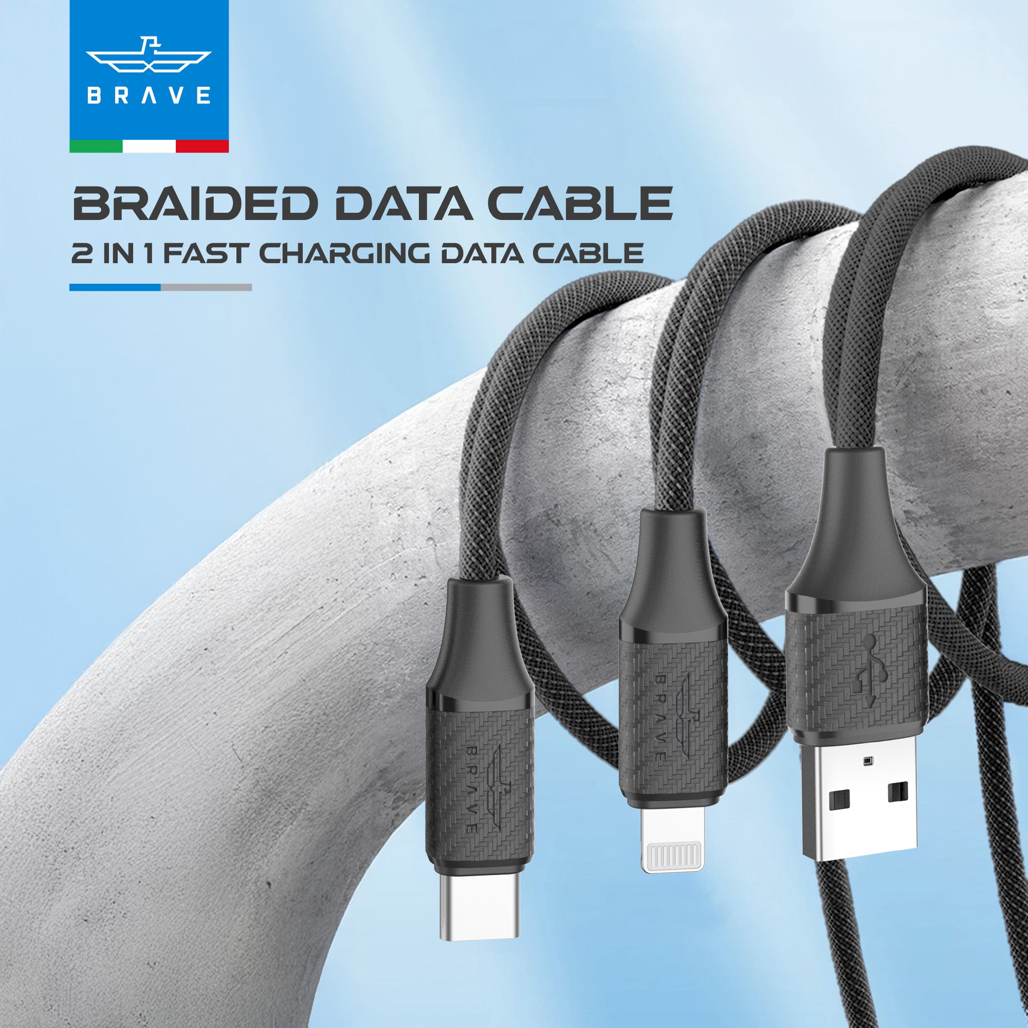 2-in-1 6A Fast Charging USB-A to Type-C