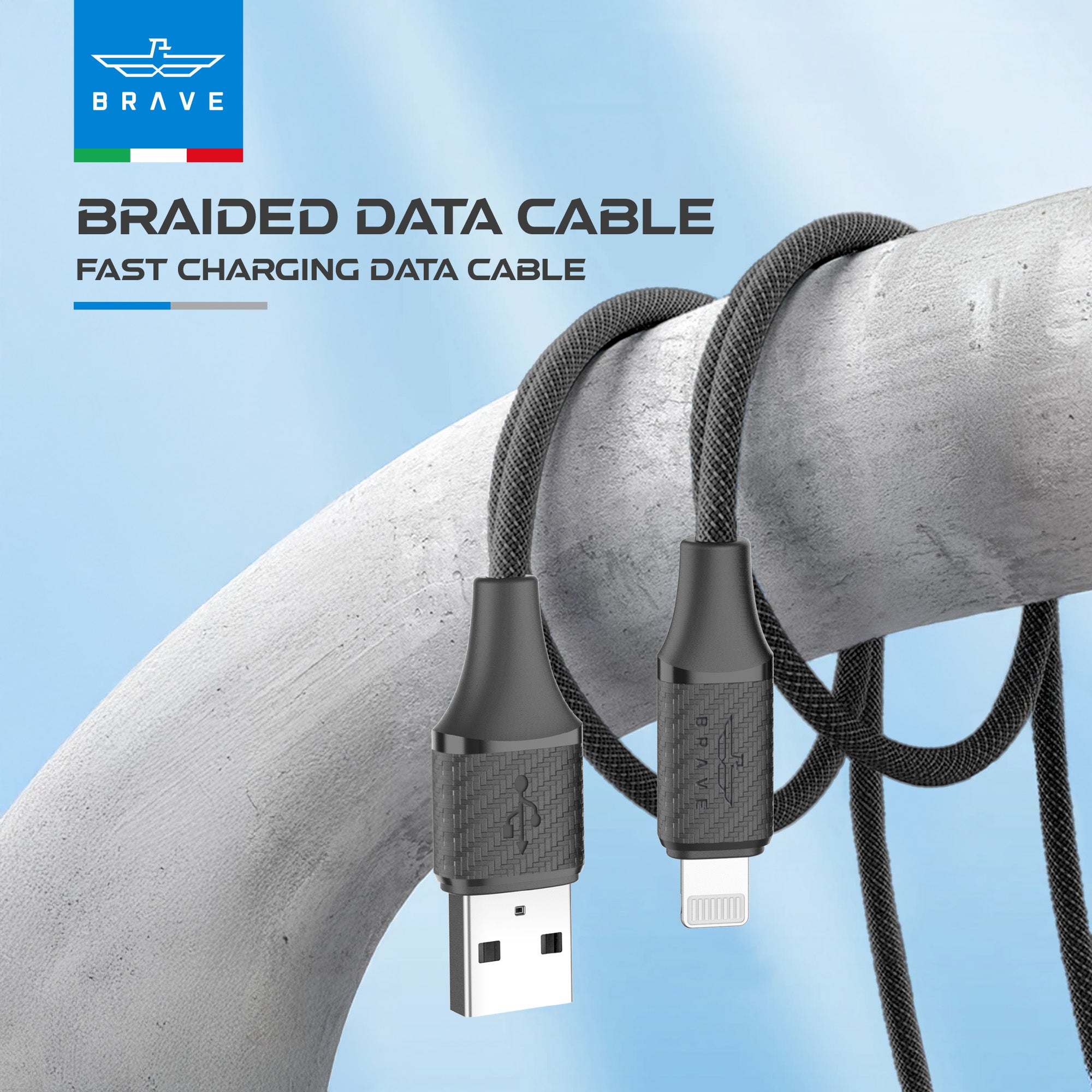 USB-A to Lightning Cable, 2.4A Braided Fast Charging Cable, 1M