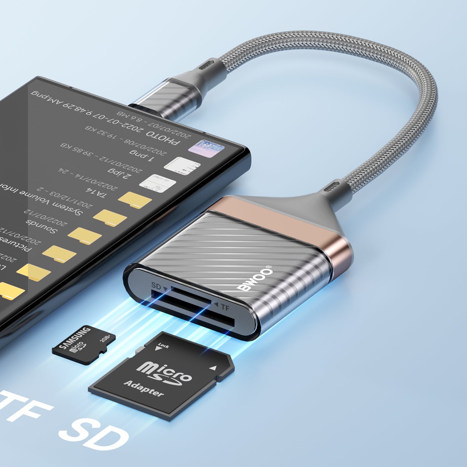 2-in-1 SD/TF Card Reader Lightning | Type-C
