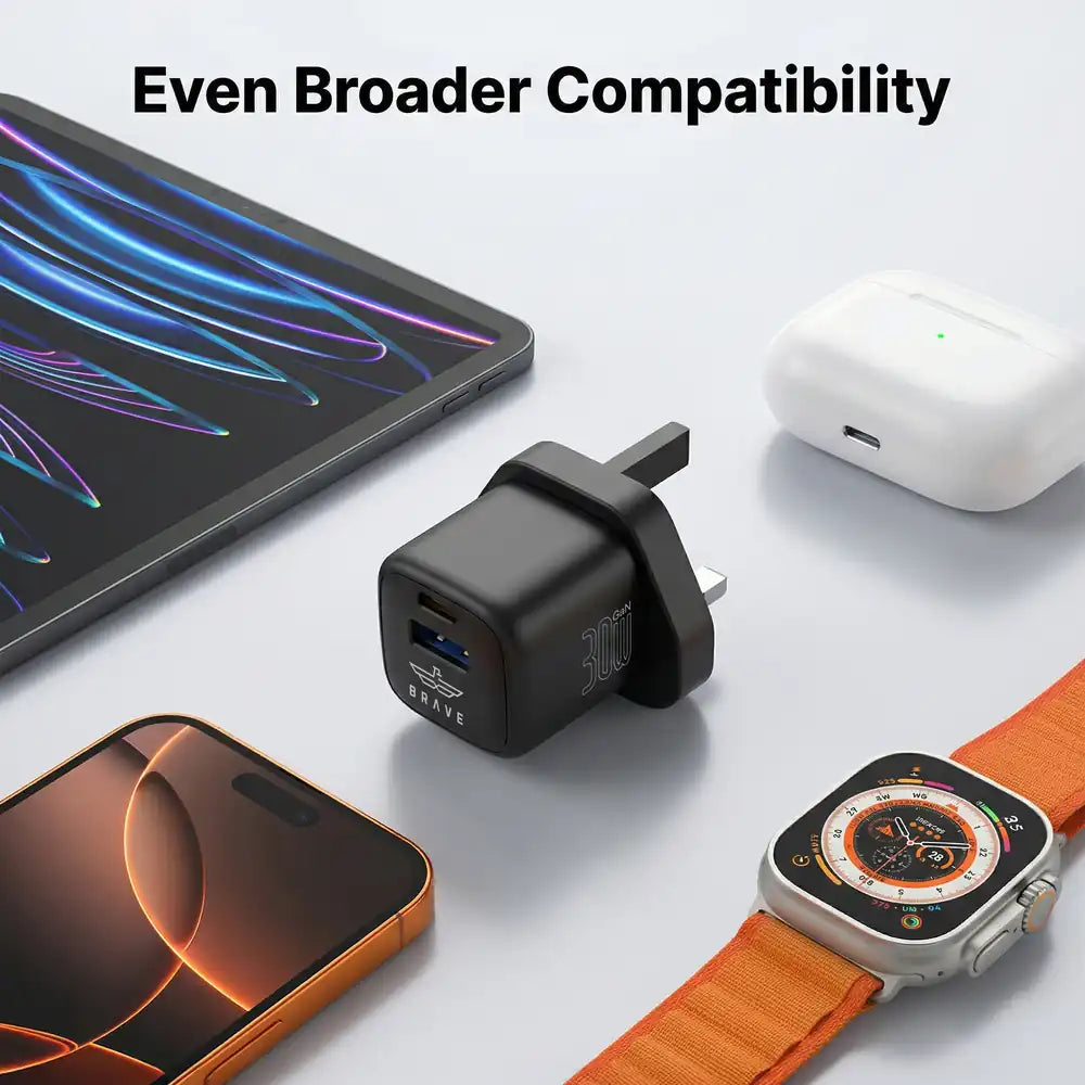 30W GaN USB + USB-C Wall Fast Charger with 60W Type-C Cable