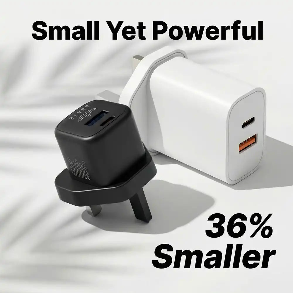 30W GaN USB + USB-C Wall Fast Charger with 60W Type-C Cable
