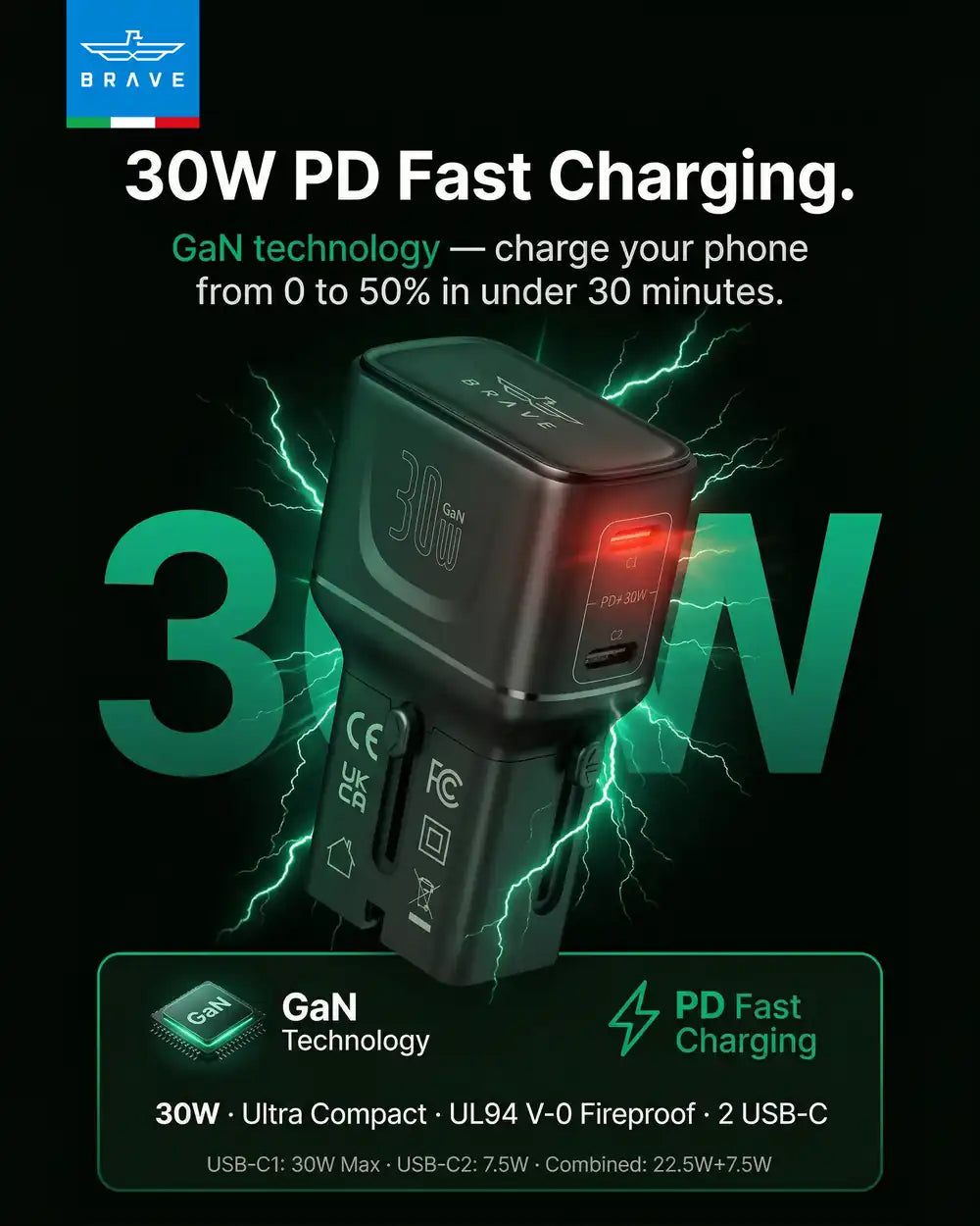 30W GaN Universal Travel