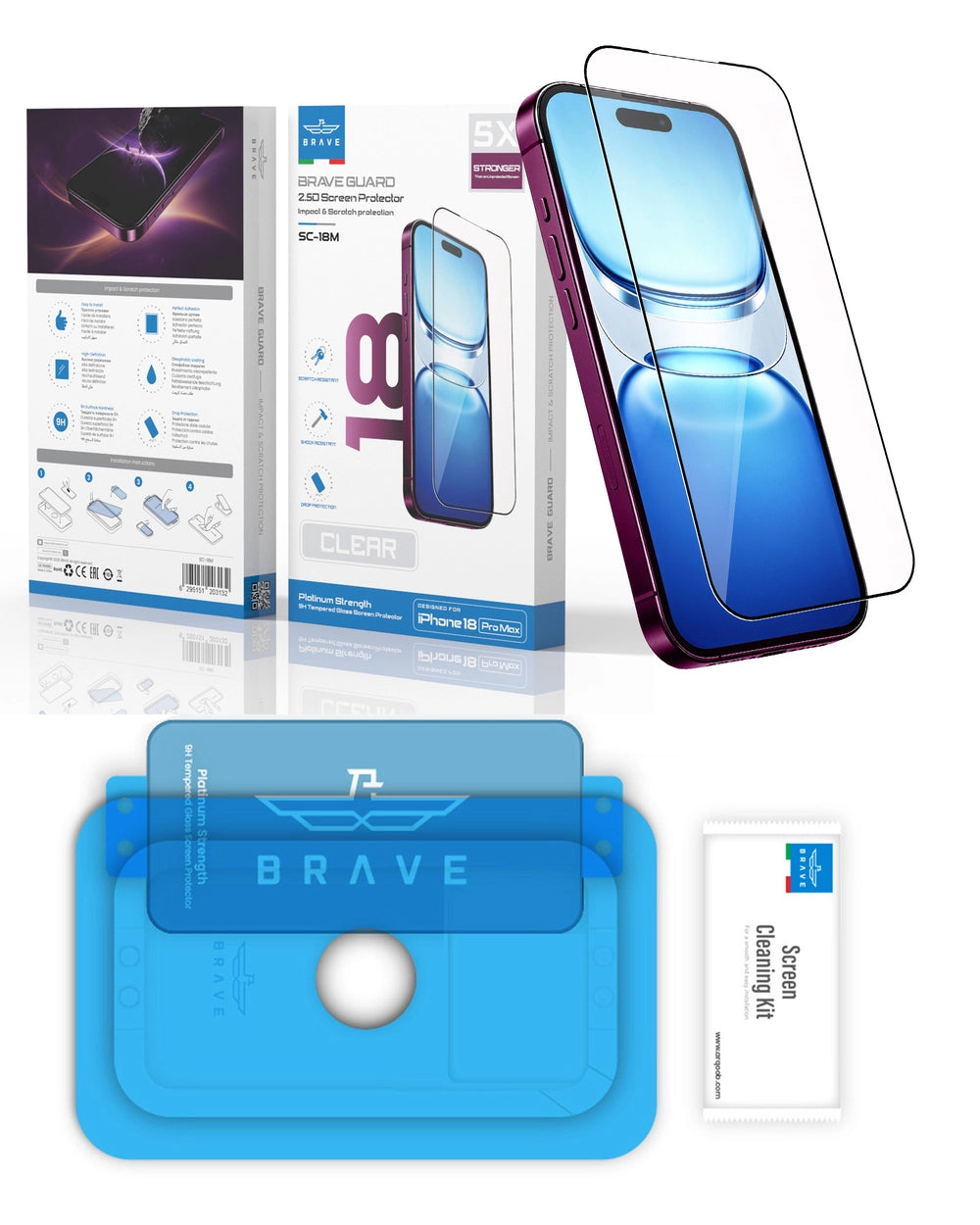 iPhone 18 Pro Max HD Tempered Glass Screen Protector – 9H Hardness