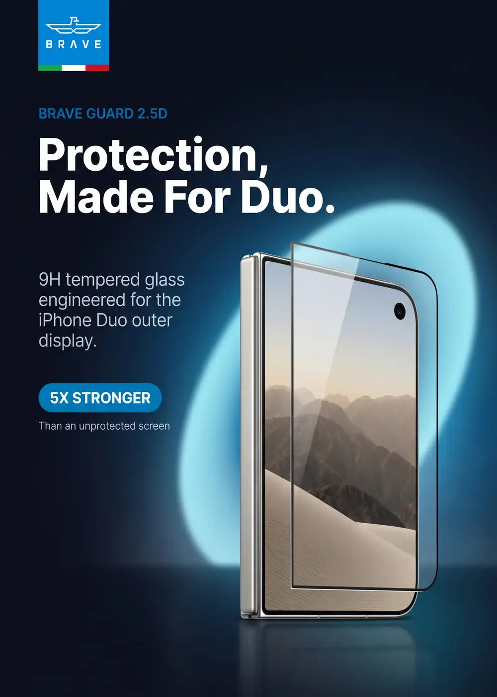 BRAVE Guard iPhone Duo Tempered Glass Screen Protector, 9H HD, Full Screen Coverage, Scratch Resistant, Bubble-Free Installation Kit, SC-18F - Clear