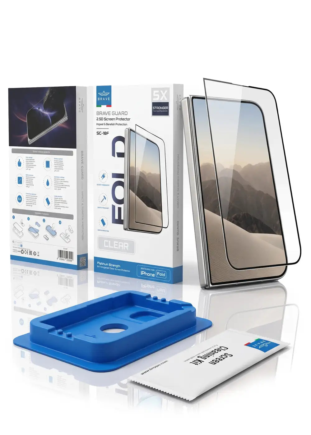 BRAVE Guard iPhone Duo Tempered Glass Screen Protector, 9H HD, Full Screen Coverage, Scratch Resistant, Bubble-Free Installation Kit, SC-18F - Clear