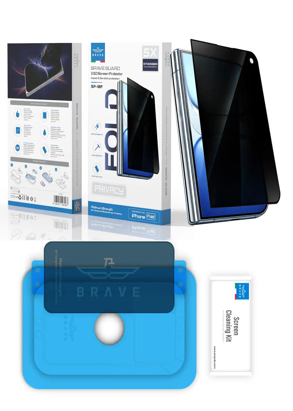 BRAVE Guard IPhone Duo Screen Protector, 9H Tempered Glass, 160° Anti-Spy Filter, HD Clear, Scratch Resistant, SP-18F - Privacy