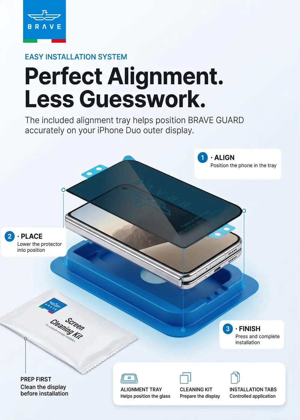 BRAVE Guard IPhone Duo Screen Protector, 9H Tempered Glass, 160° Anti-Spy Filter, HD Clear, Scratch Resistant, SP-18F - Privacy