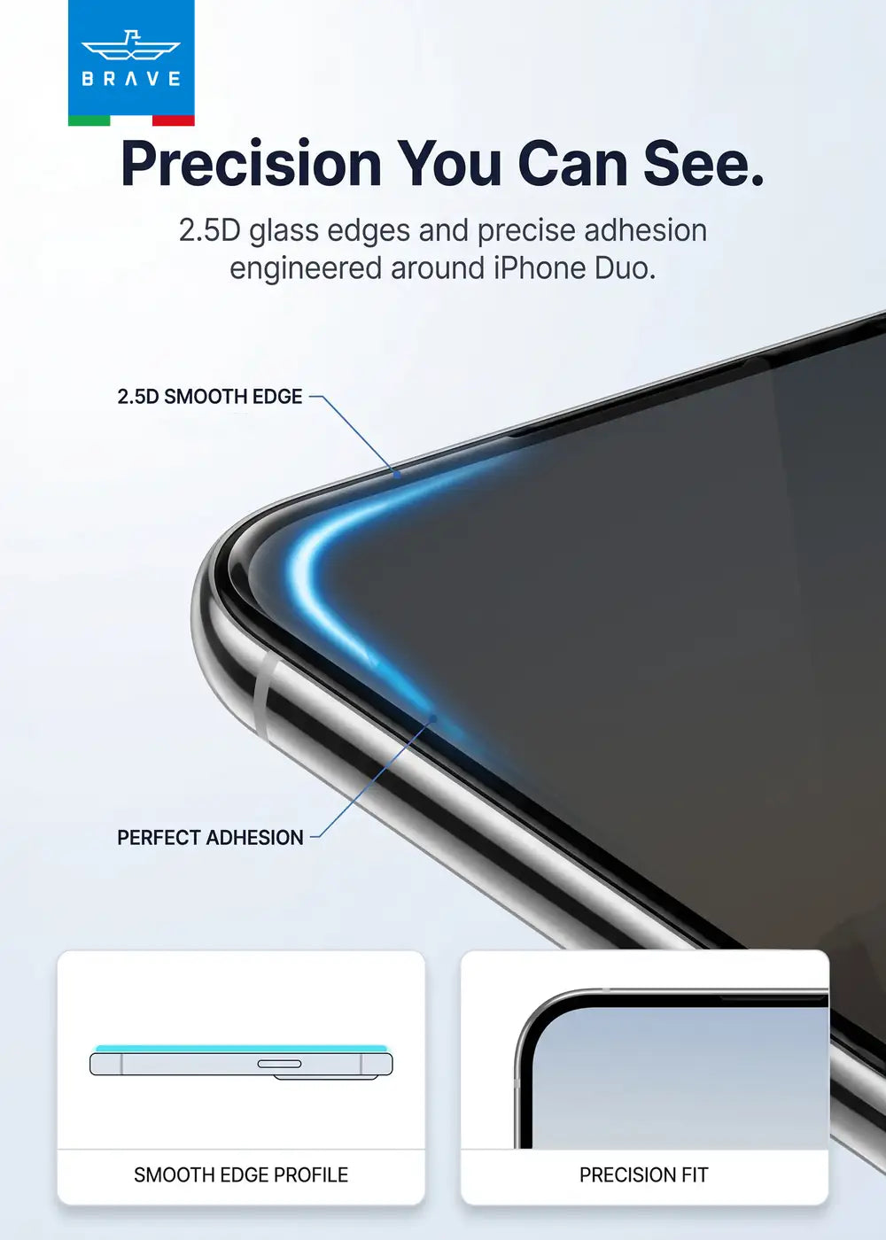 BRAVE Guard IPhone Duo Screen Protector, 9H Tempered Glass, 160° Anti-Spy Filter, HD Clear, Scratch Resistant, SP-18F - Privacy