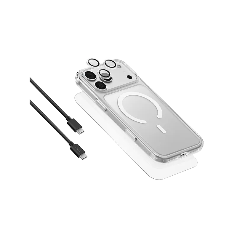 UNIQ IPHONE 18 PRO MAX CHARGING CLEARVUE 360 ESSENTIAL 4IN1 BUNDLE PACK WITH CABLE