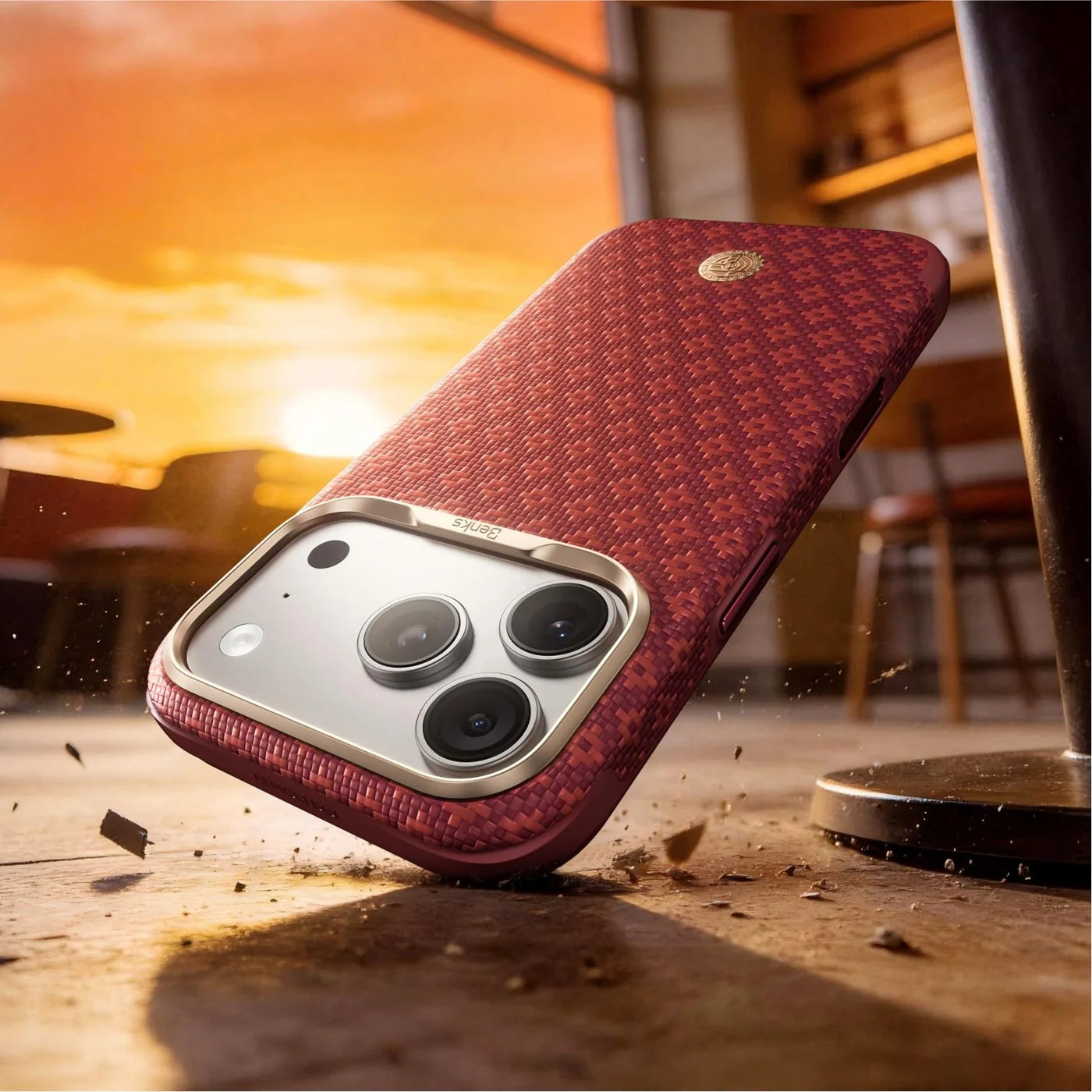 BENKS ARMORGRID EDGE X9 PHONE CASE BUILT WITH KEVLAR® IP18 PRO MAX -17 PRO MAX SAWY RED