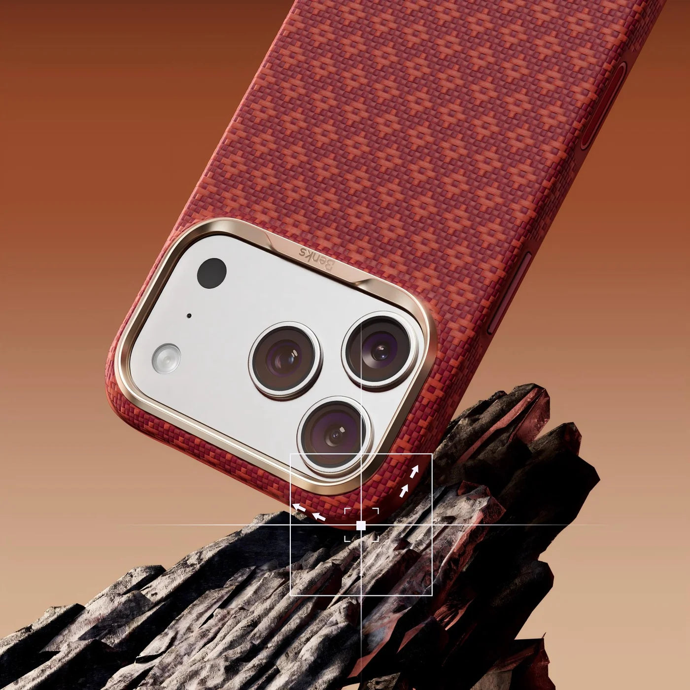 BENKS ARMORGRID EDGE X9 PHONE CASE BUILT WITH KEVLAR® IP18 PRO MAX -17 PRO MAX SAWY RED