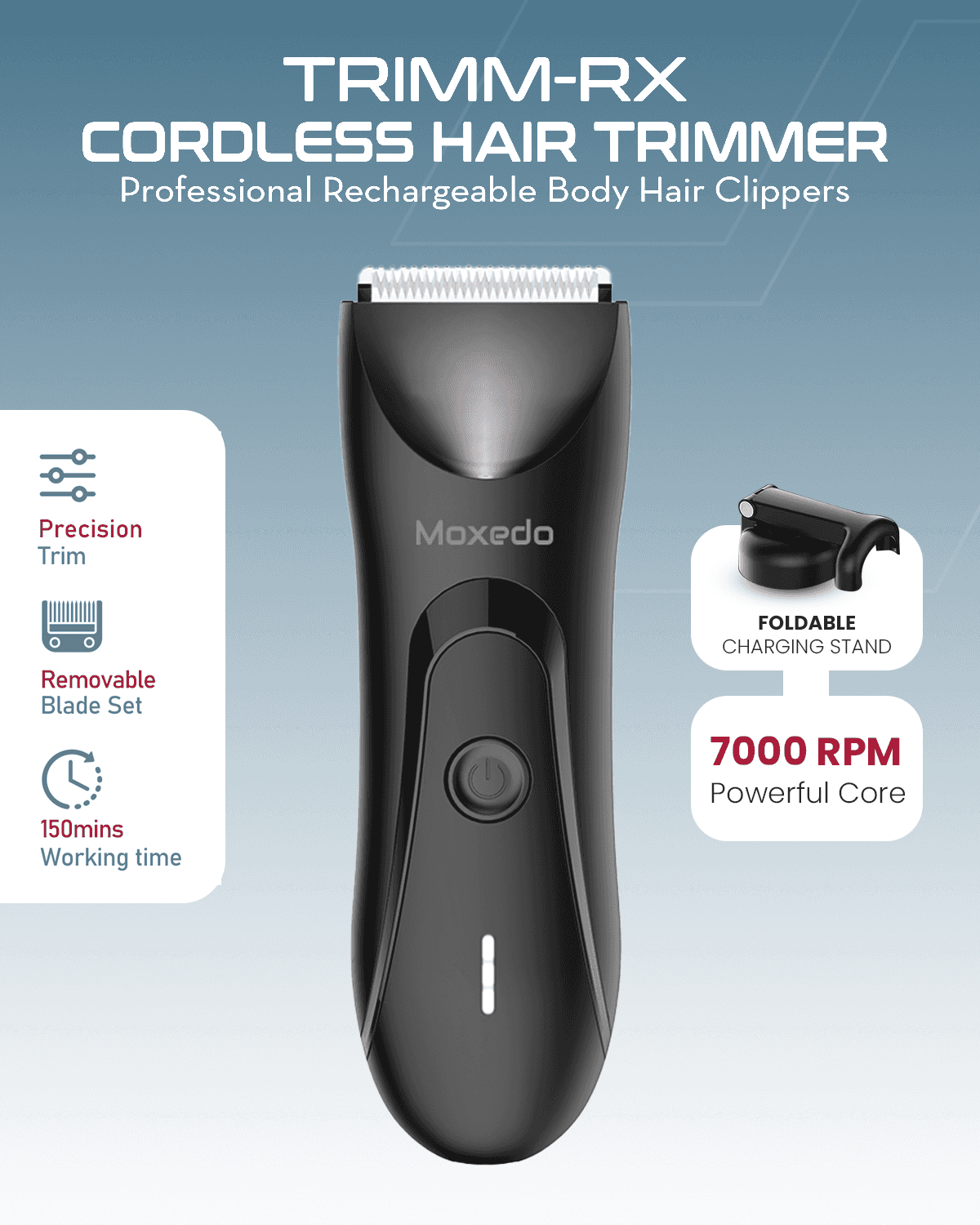 Cordless Hair Trimmer Rechargeable Body Hair Clippers