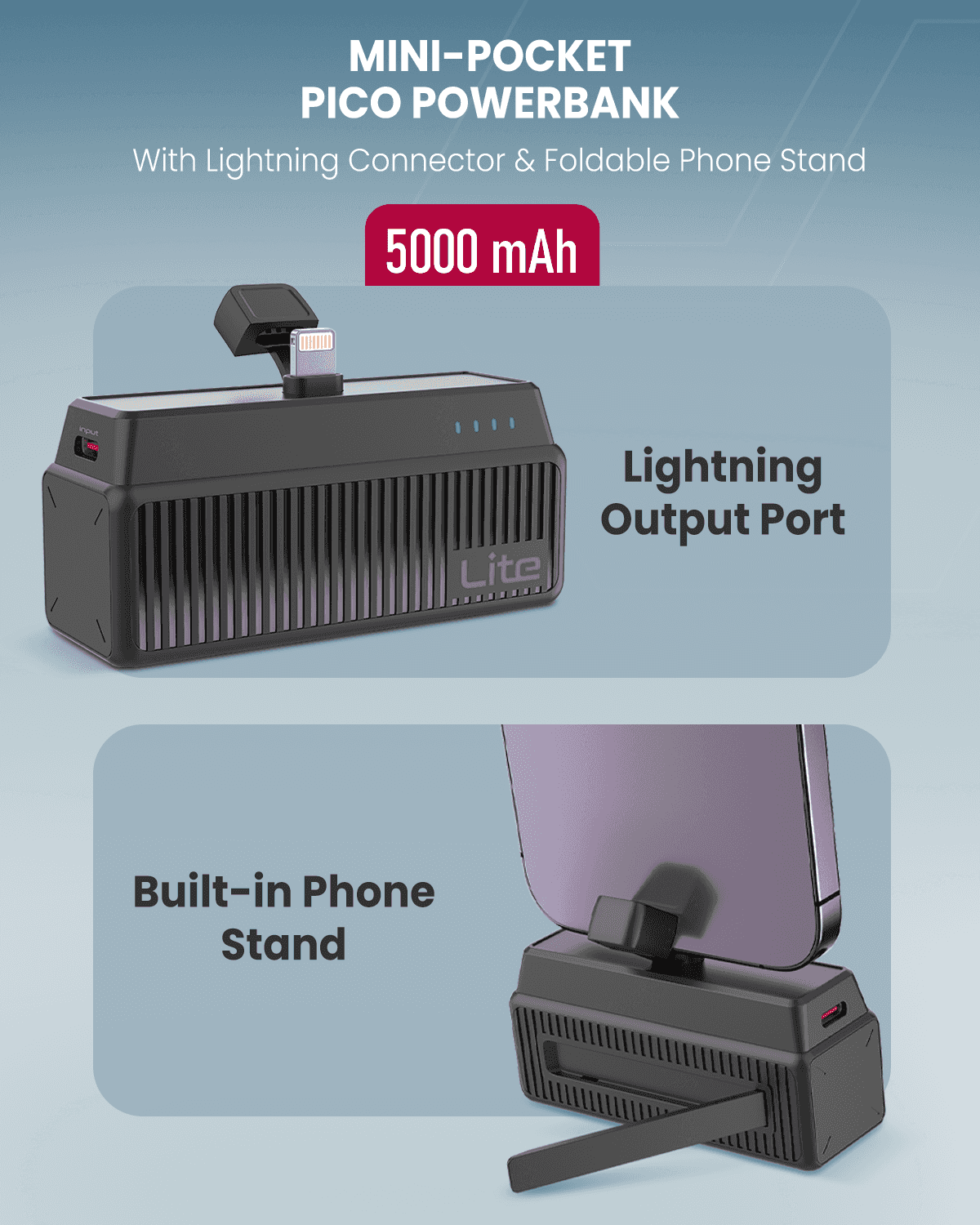 5000 mAh Mini-Pocket Power Bank 20W Lightning
