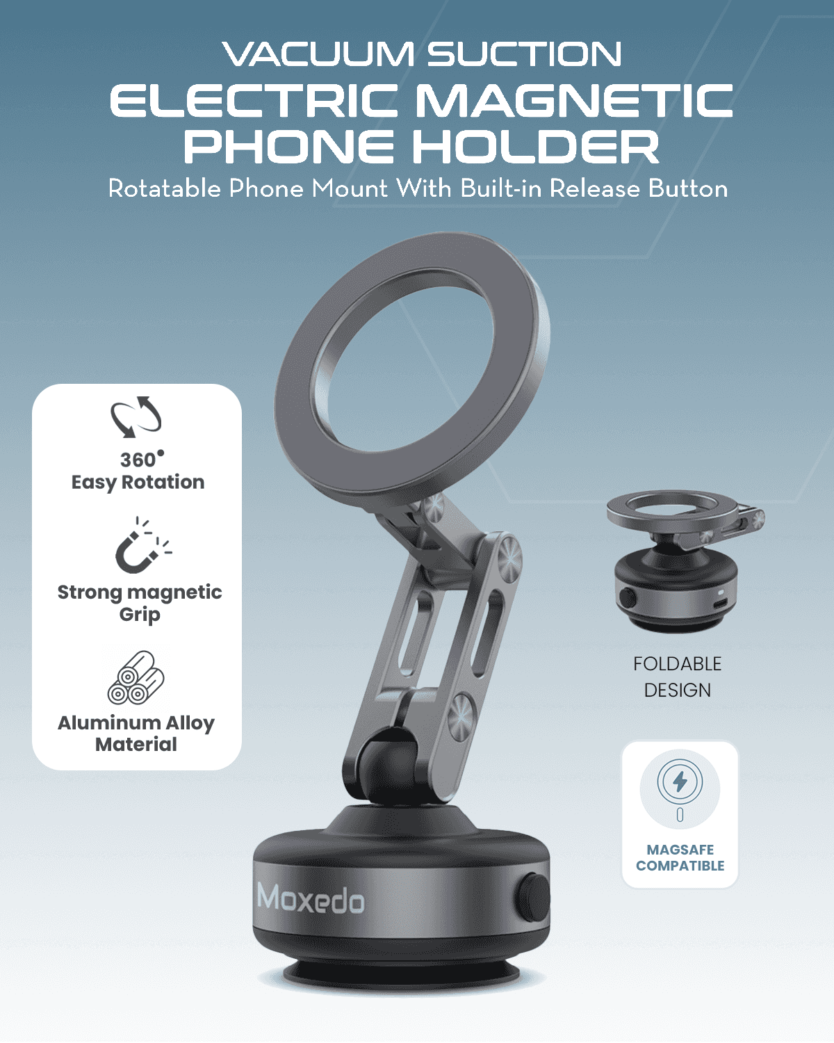 360° Rotating Vacuum Suction Magnetic Phone Holder