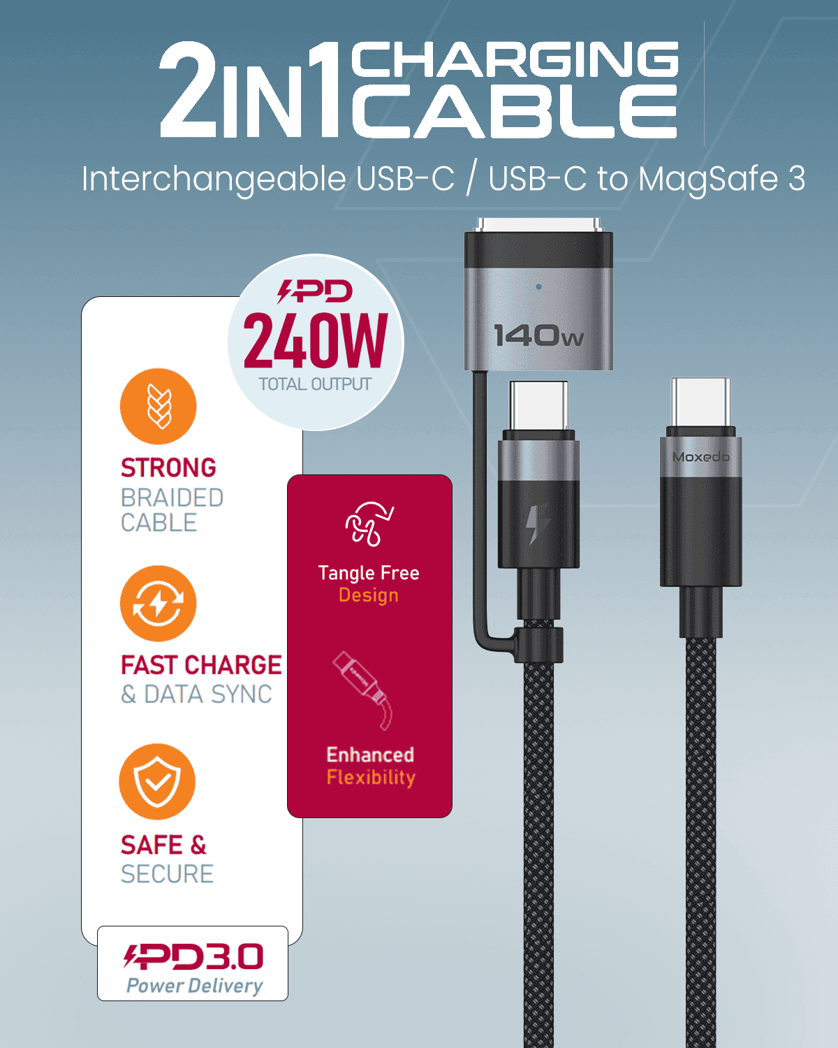 2 in 1 Charging Cable 240W