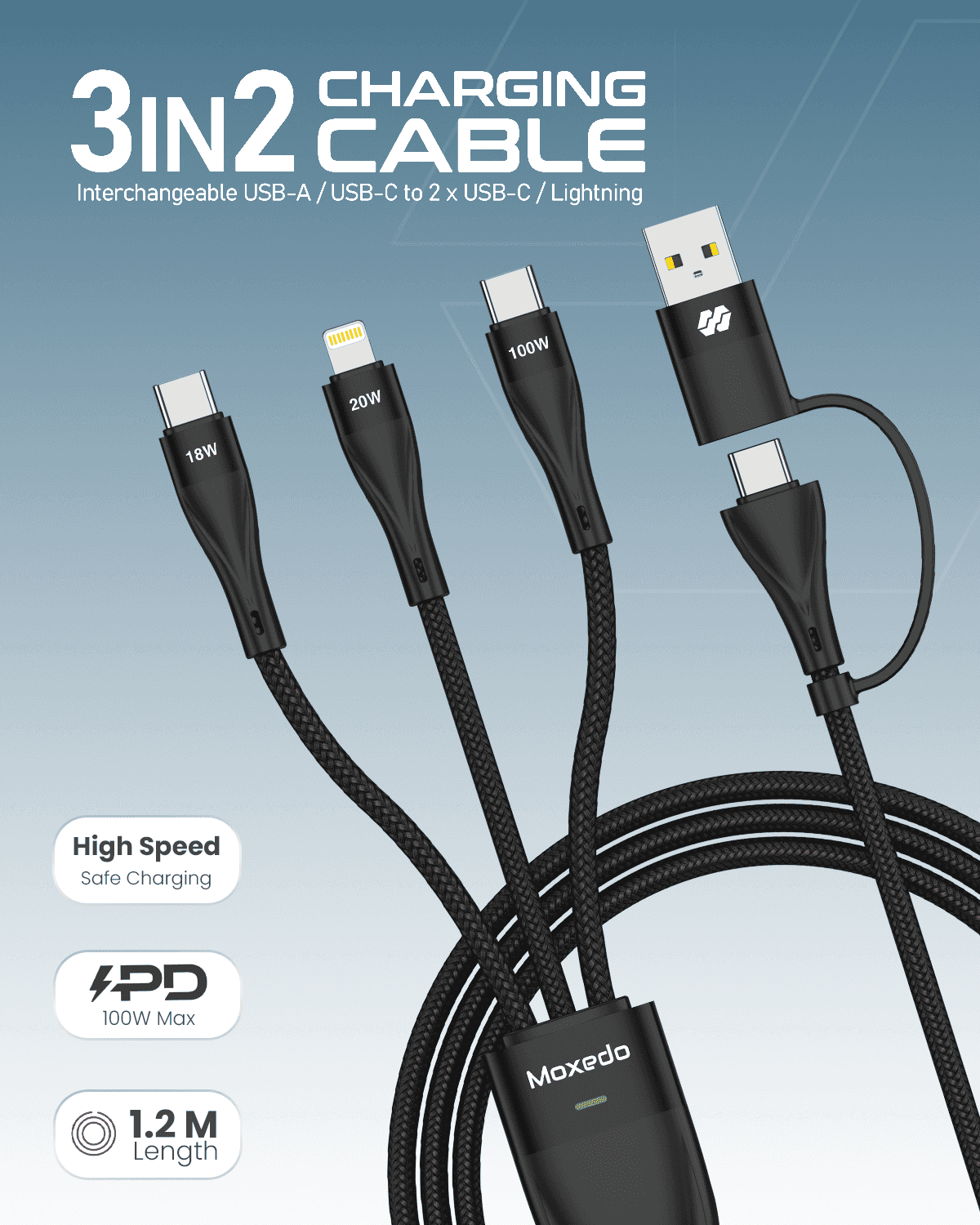3 in 2 Interchangeable Cable