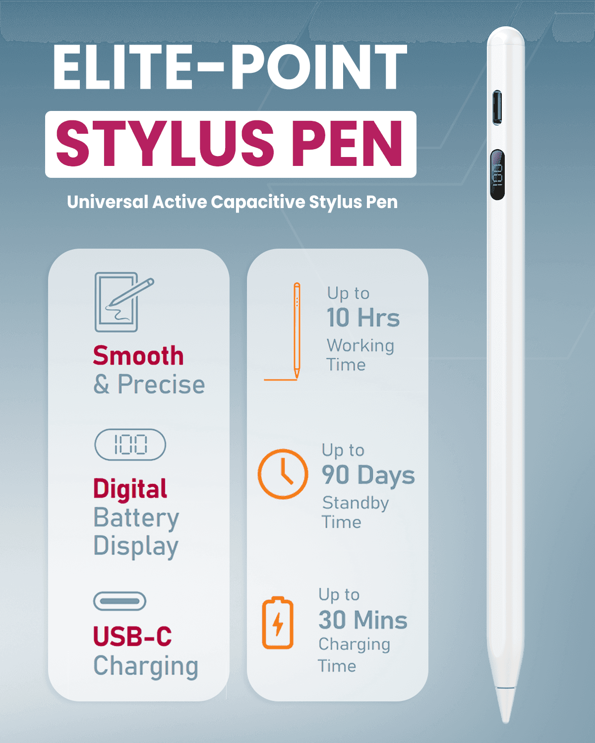 ELITE POINT STYLUS PEN-WHITE