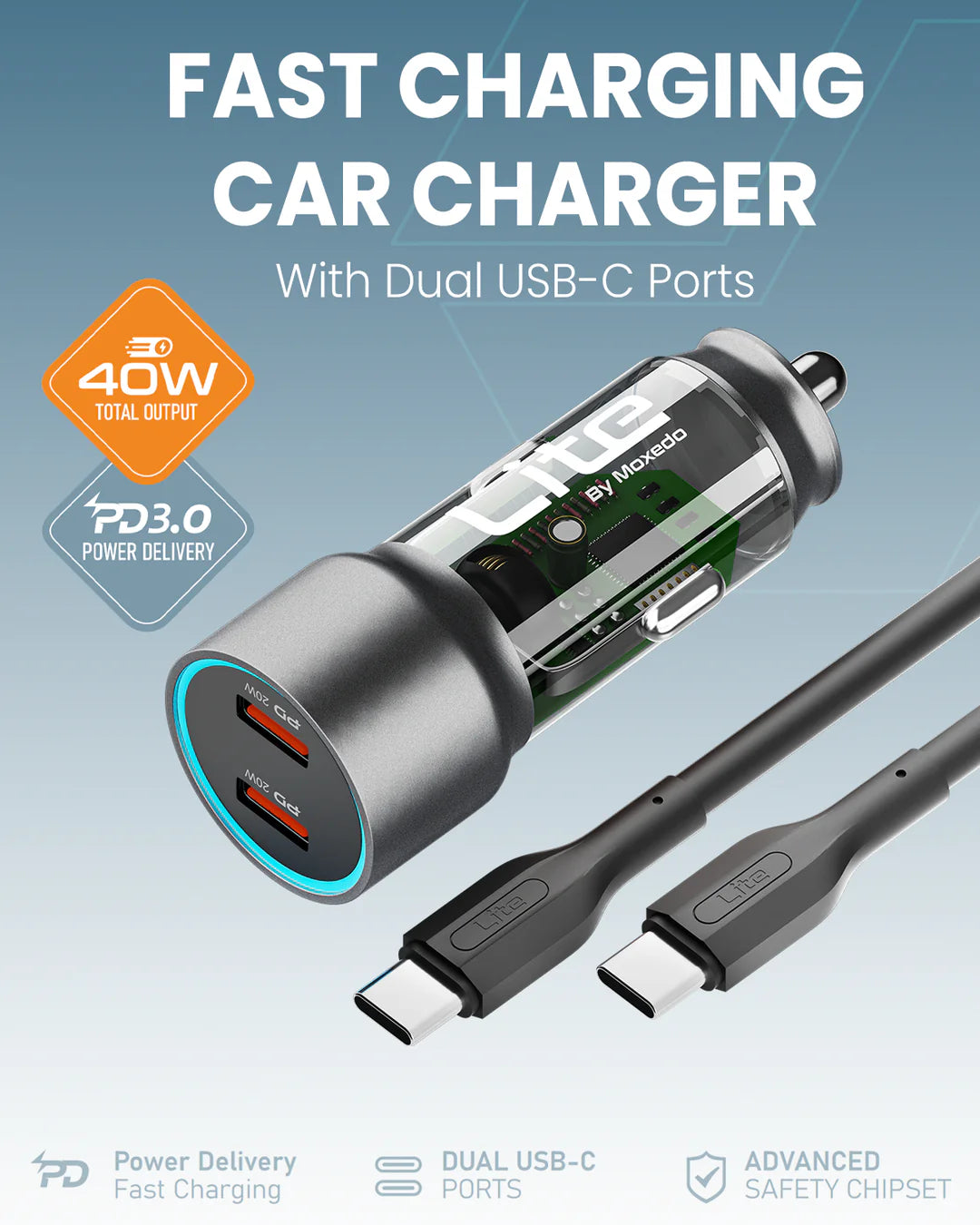 40W Car Charger PD 3.0